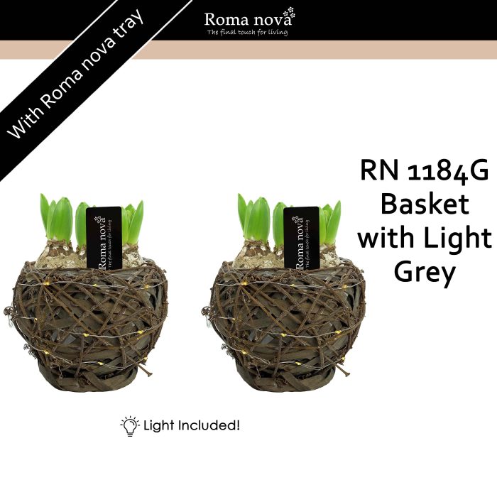 1184G - Basket with Light Grey (Hyacint), D 17