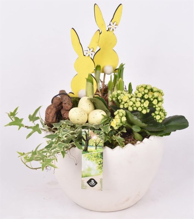 Cement schaal ei 18 cm creme, D 19