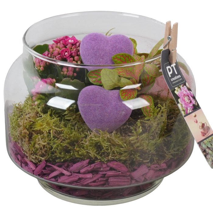 PTVMG4947 Arrangement Valentines-Mothersday in glas vaas, D 18