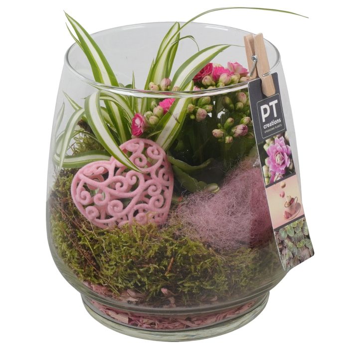 PTVMG4948 Arrangement Valentines-Mothersday in glas vaas, D 16