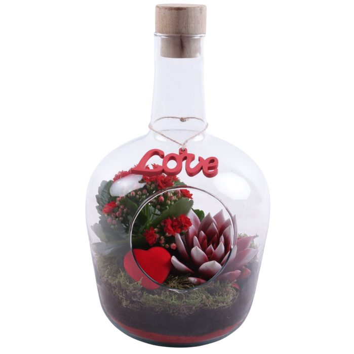 Valentine Arr. Indoor Glass Vase with Hole Ø18cm 2PP, D 18