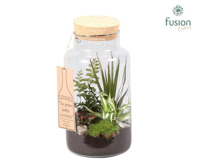Green Bottle met Arrangement., D 19