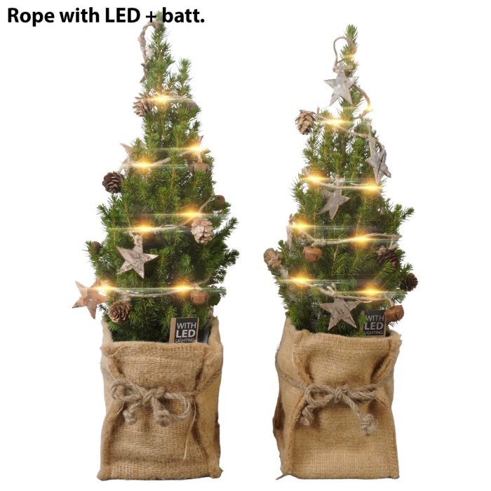 PTK26409 Conica Perfecta in jute met decoratie en LED, D 16